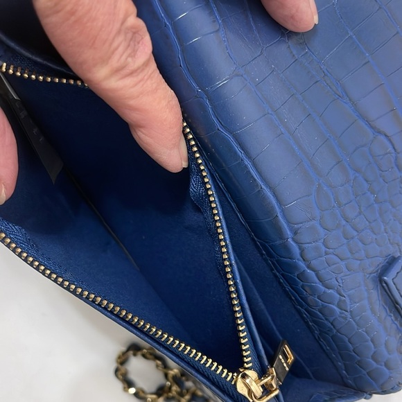 Bebe Blue Croc-Embossed Crossbody Bag 7.5x5x1.5  EUC - Picture 8 of 10